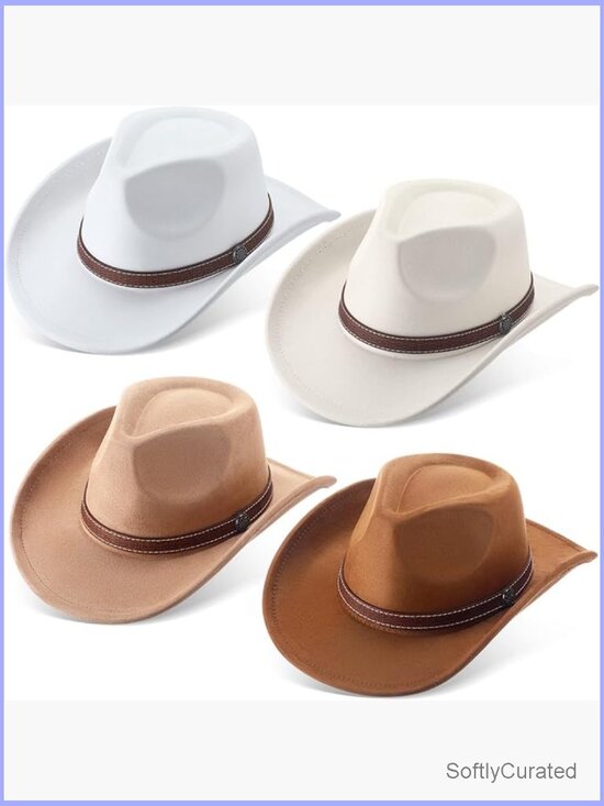 Vintage Style Felt Cowboy Hats with Belt Buckle Unisex Western Costume Hat 4 main image 4